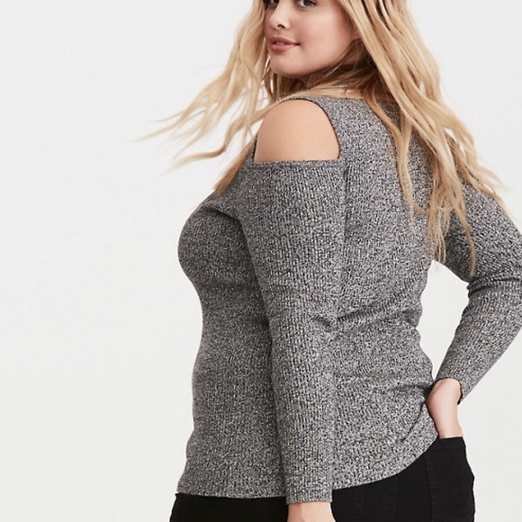 Cold shoulder marled knit sweater - Picture 2 of 5